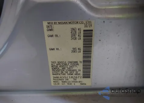 2020 Nissan Altima Sr Fwd из США, поврежденный, VIN 1N4BL4CV3LC182672